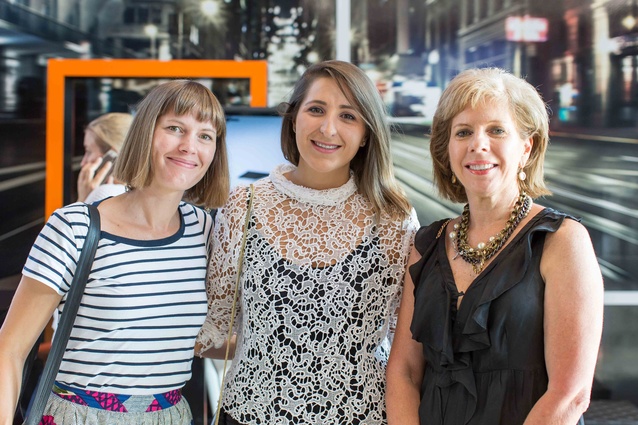 Left to right: Lucy Harris and Juliana Reesby of UFL with Mary Jane Copeland of Textilia.