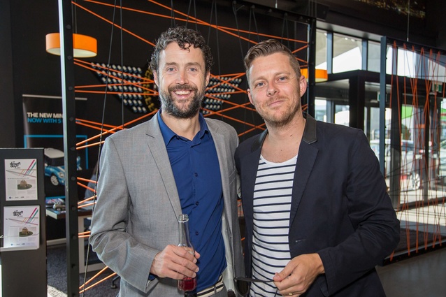 Left to right: Mcee Jon Bridges with Andrew Turley of Microsoft.
