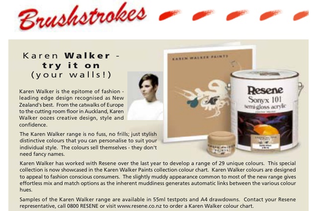 Karen Walker Paints by Resene hits the market in 2001.