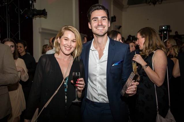 Amy Land (Chow:Hill) with the 2017 Emerging Design Professional winner David Hoad (Warren and Mahoney Architects).