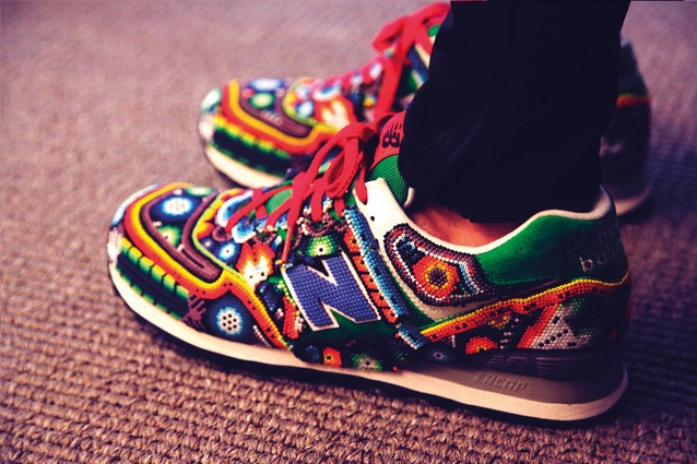 Limited edition New Balance sneakers by Ricardo Seco, not available for purchase.