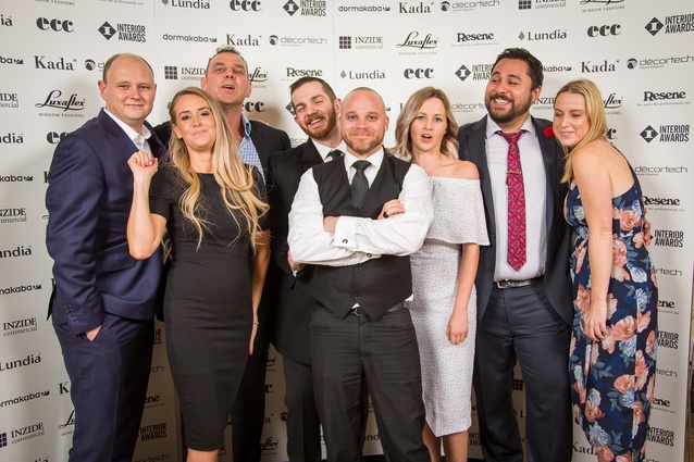 John Eastwood, Abby Holyoake, Karl Hitchens, Bryn Howitt, Armand Bezuidenhout, Eryn Walker, Sam Bracey and Amy McTavish (Interior Awards sponsor dormakaba).